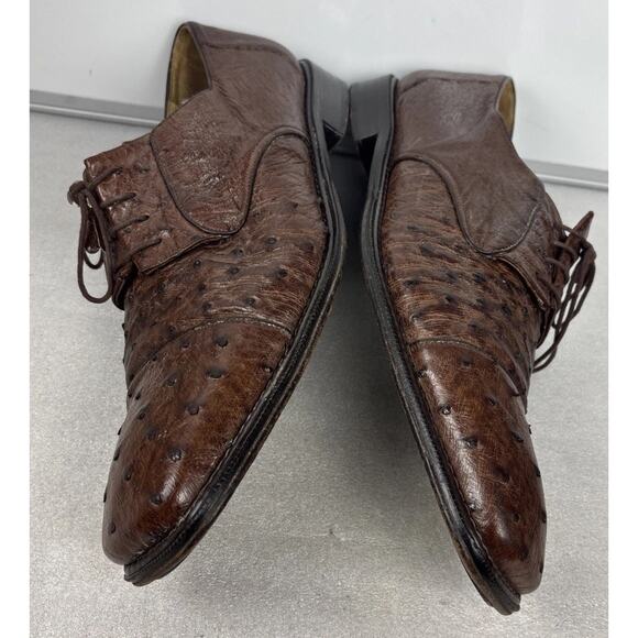 Mezlan Platinum Brown Genuine Ostrich Leather Men Size 16 M Made in Spain main image 9